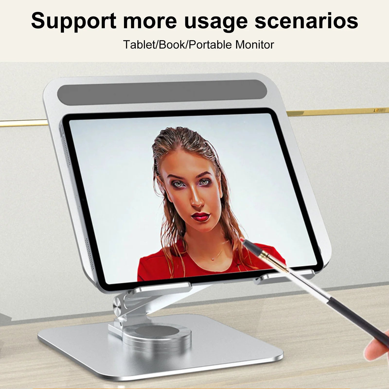 Portable Laptop Stand Aluminum Alloy 360 Rotation 3kg Load Capacity Foldable Adjustable Desktop Holder for Portable Monitor