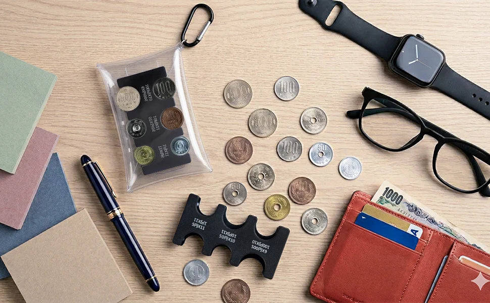 JapaneseCoinHolderwithCoinSorterandPVCPack-LargeCapacityChangeHolderforJapaneseYenCoins-ChangeOrganizerforCoins-DurableYenOrgani