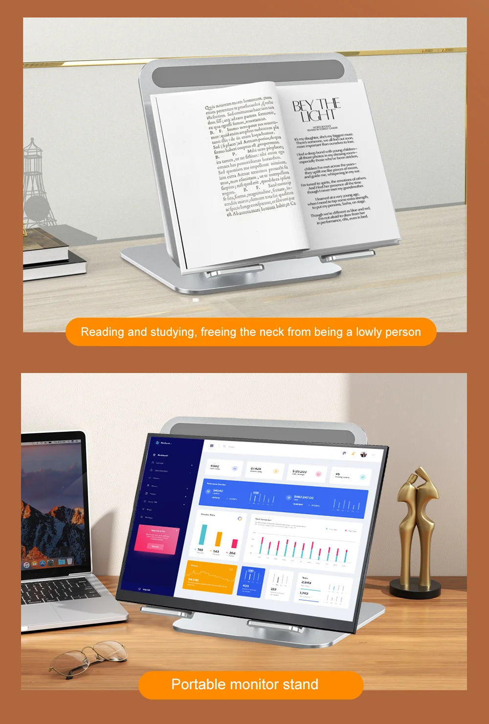 Portable Laptop Stand Aluminum Alloy 360 Rotation 3kg Load Capacity Foldable Adjustable Desktop Holder for Portable Monitor