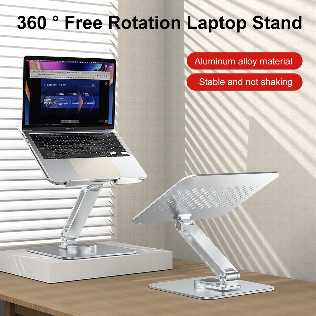 Portable Laptop Stand Aluminum Alloy 360 Rotation 3kg Load Capacity Foldable Adjustable Desktop Holder for Portable Monitor