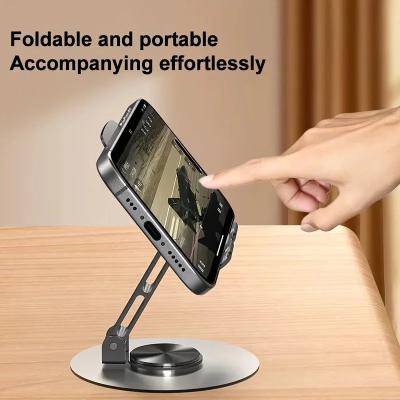 360 degree rotating metal desktop phone stand, suitable for iPhone, iPad portable adjustable folding tablet stand
