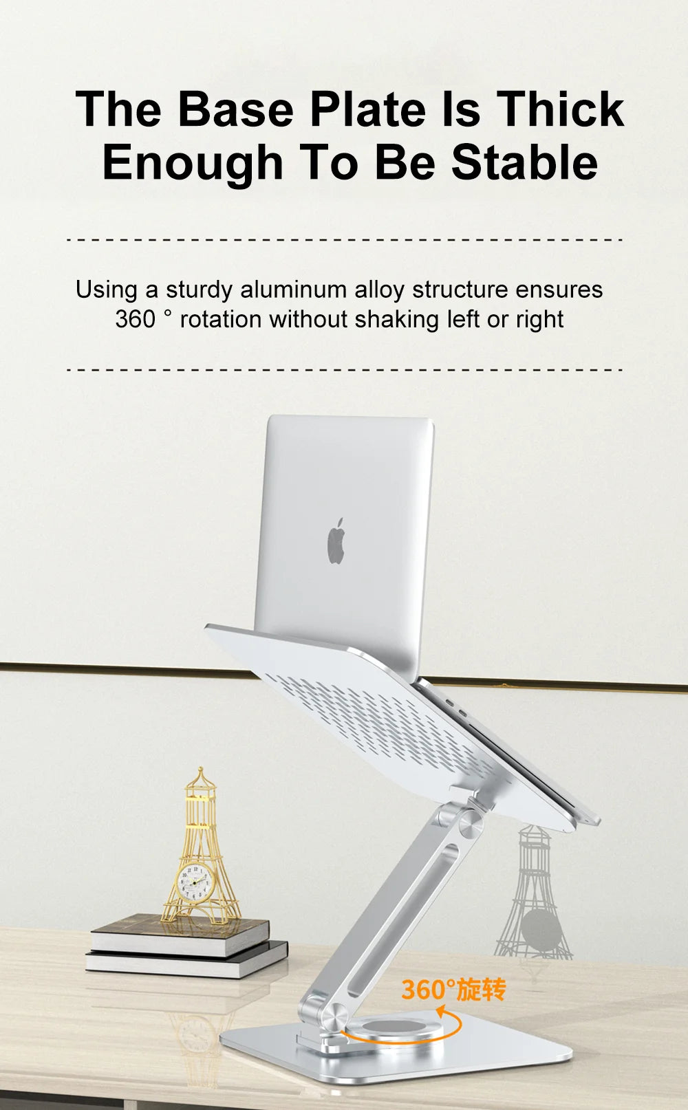 Portable Laptop Stand Aluminum Alloy 360 Rotation 3kg Load Capacity Foldable Adjustable Desktop Holder for Portable Monitor