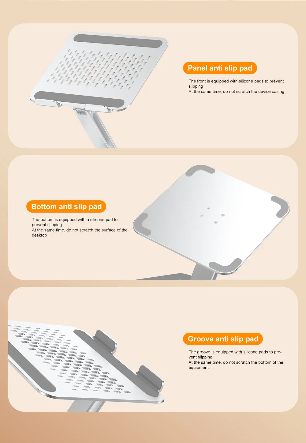 Portable Laptop Stand Aluminum Alloy 360 Rotation 3kg Load Capacity Foldable Adjustable Desktop Holder for Portable Monitor