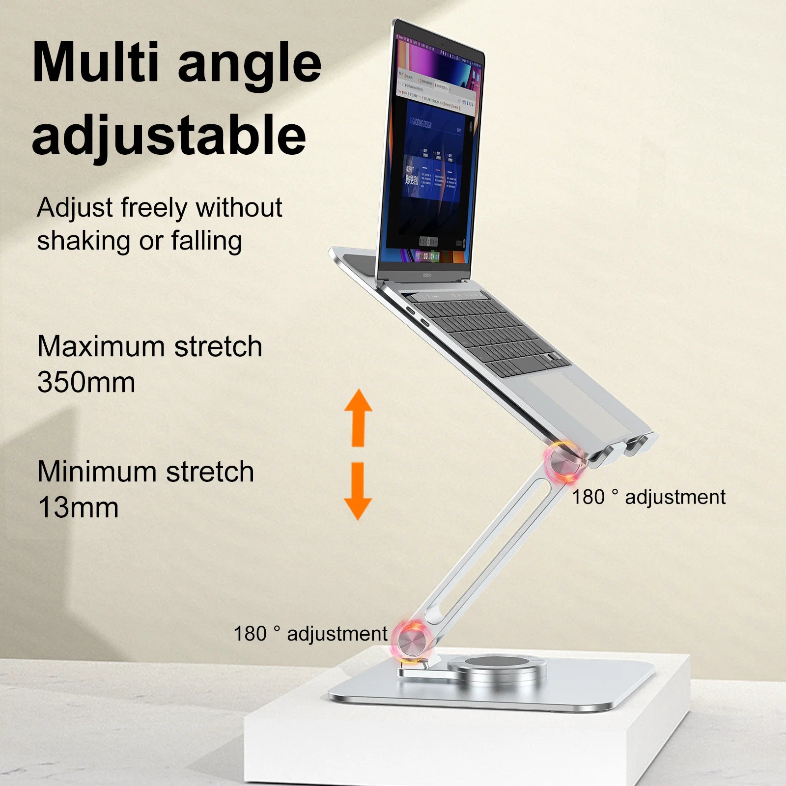 Portable Laptop Stand Aluminum Alloy 360 Rotation 3kg Load Capacity Foldable Adjustable Desktop Holder for Portable Monitor