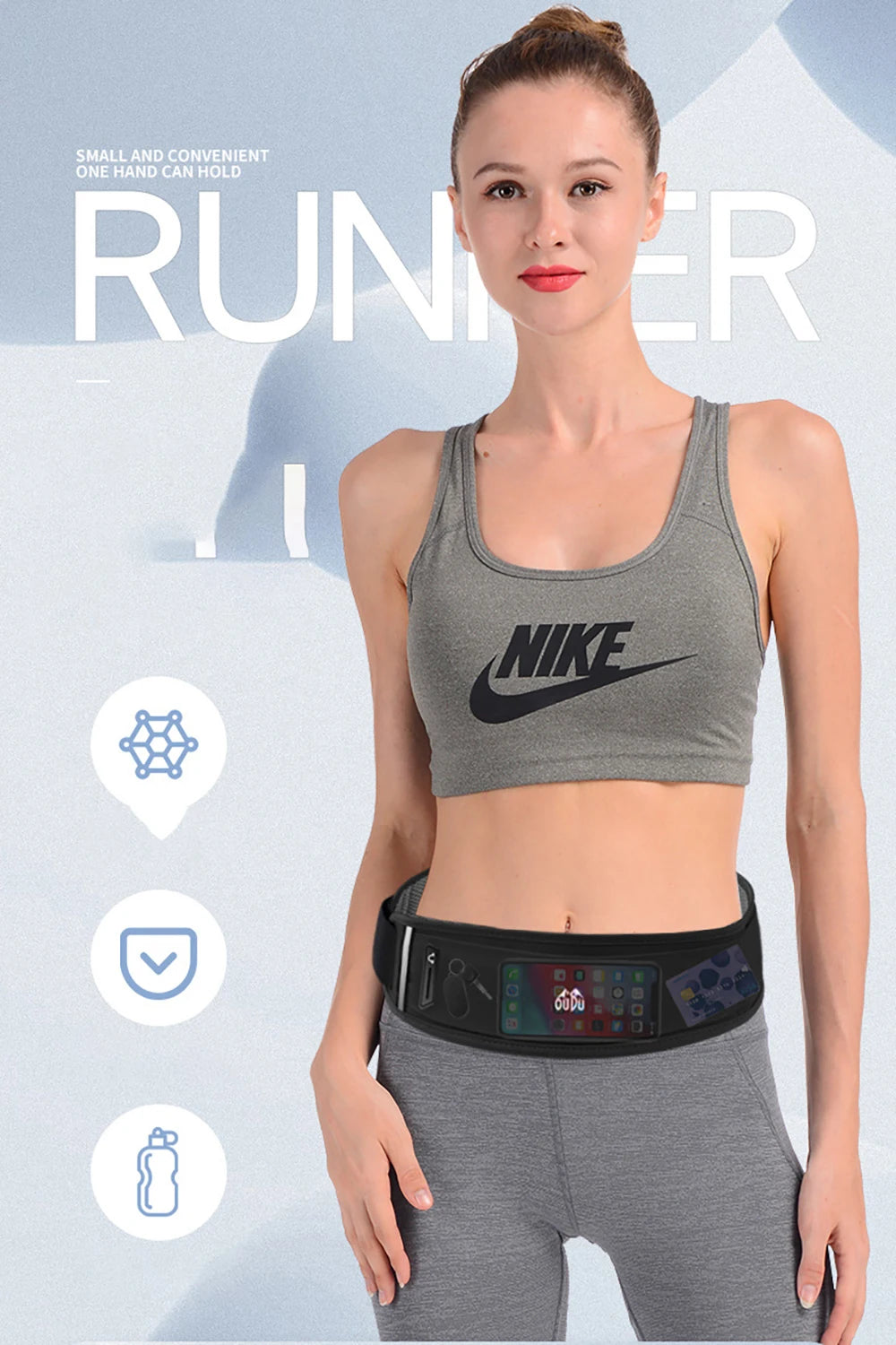 Running Belt Waist Bag with Water Bottle Women Sports Fanny Pack Men Phone Pouch Jogging Gym Bags Hydration Run Accessories
