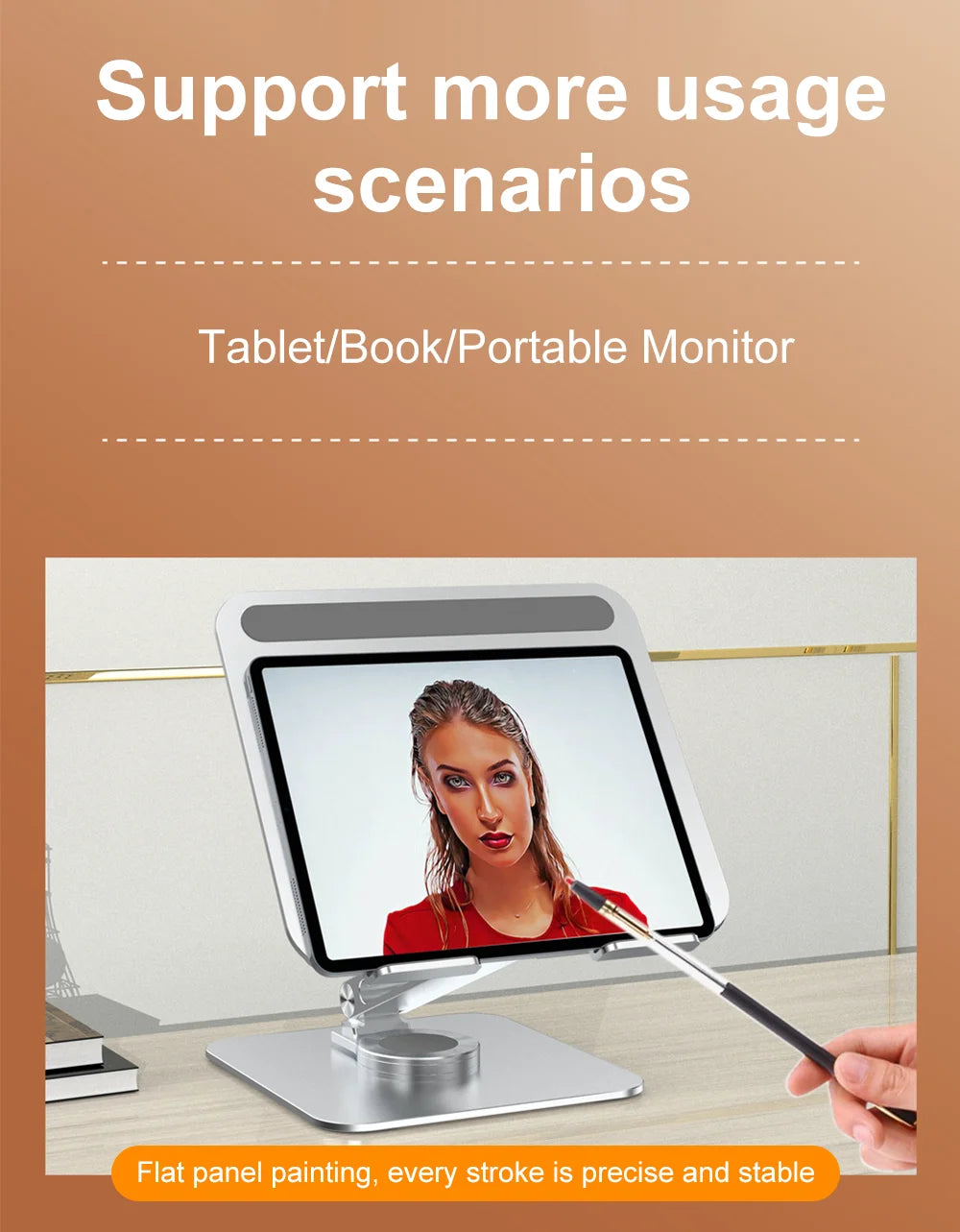 Portable Laptop Stand Aluminum Alloy 360 Rotation 3kg Load Capacity Foldable Adjustable Desktop Holder for Portable Monitor